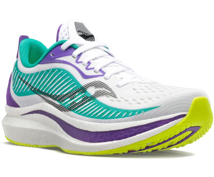 Women's Saucony Endorphin Speed 2 Running Shoes White / Mint | Singapore 120HAPK